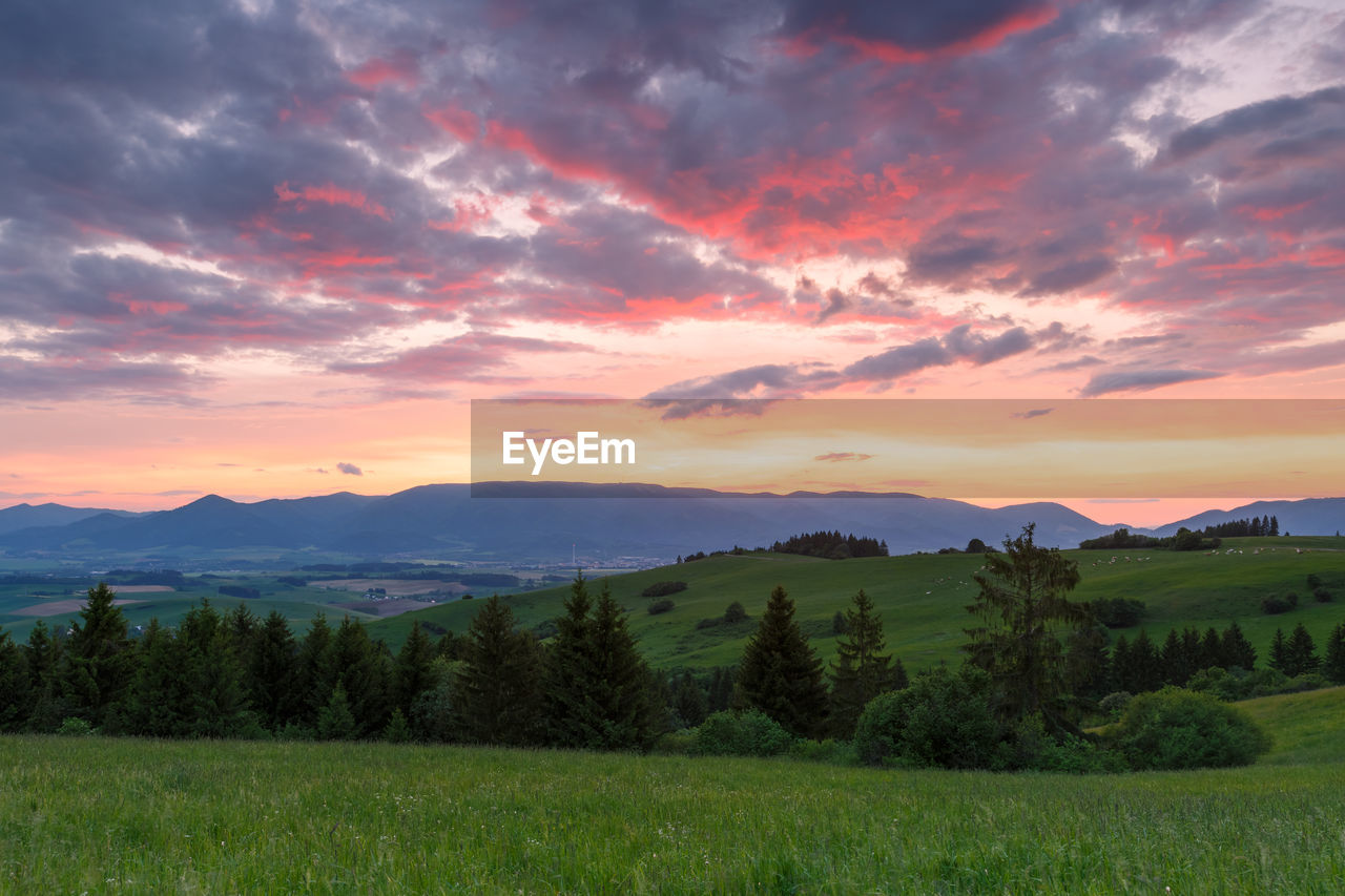 Rural landscape of turiec region at the foothills of velka fatra.