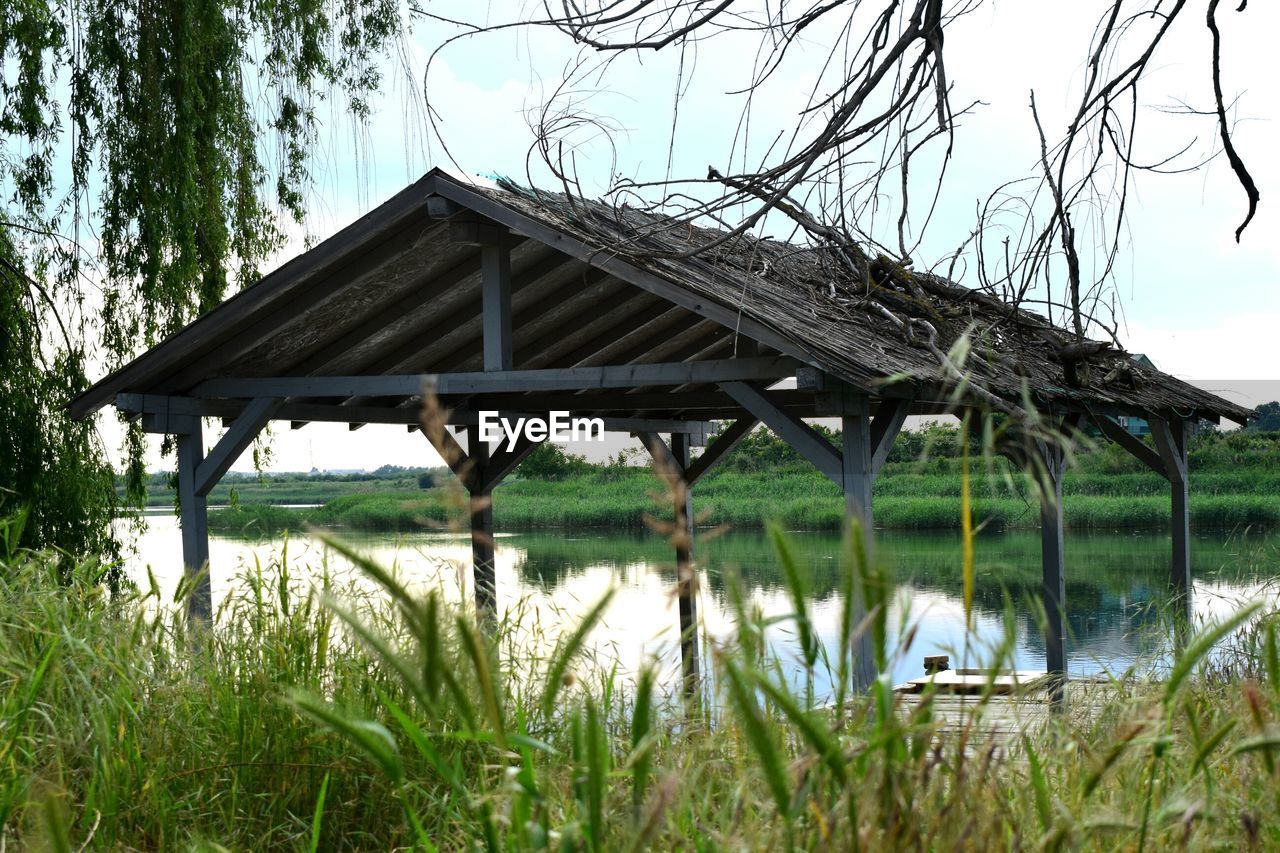 BUILT STRUCTURE ON GRASS AGAINST SKY