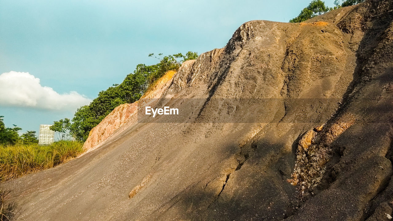 SCENIC VIEW OF ROAD BY ROCK FORMATIONS AGAINST SKY