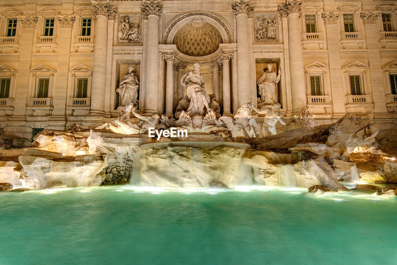 The famous fontana di trevi in rome at night