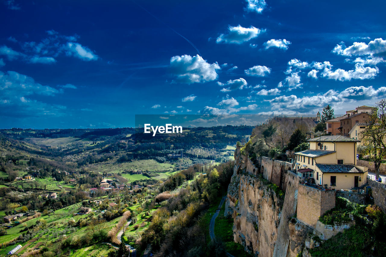 Panoramic view of residential buildings against sky