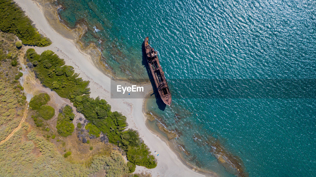 High angle view of beach