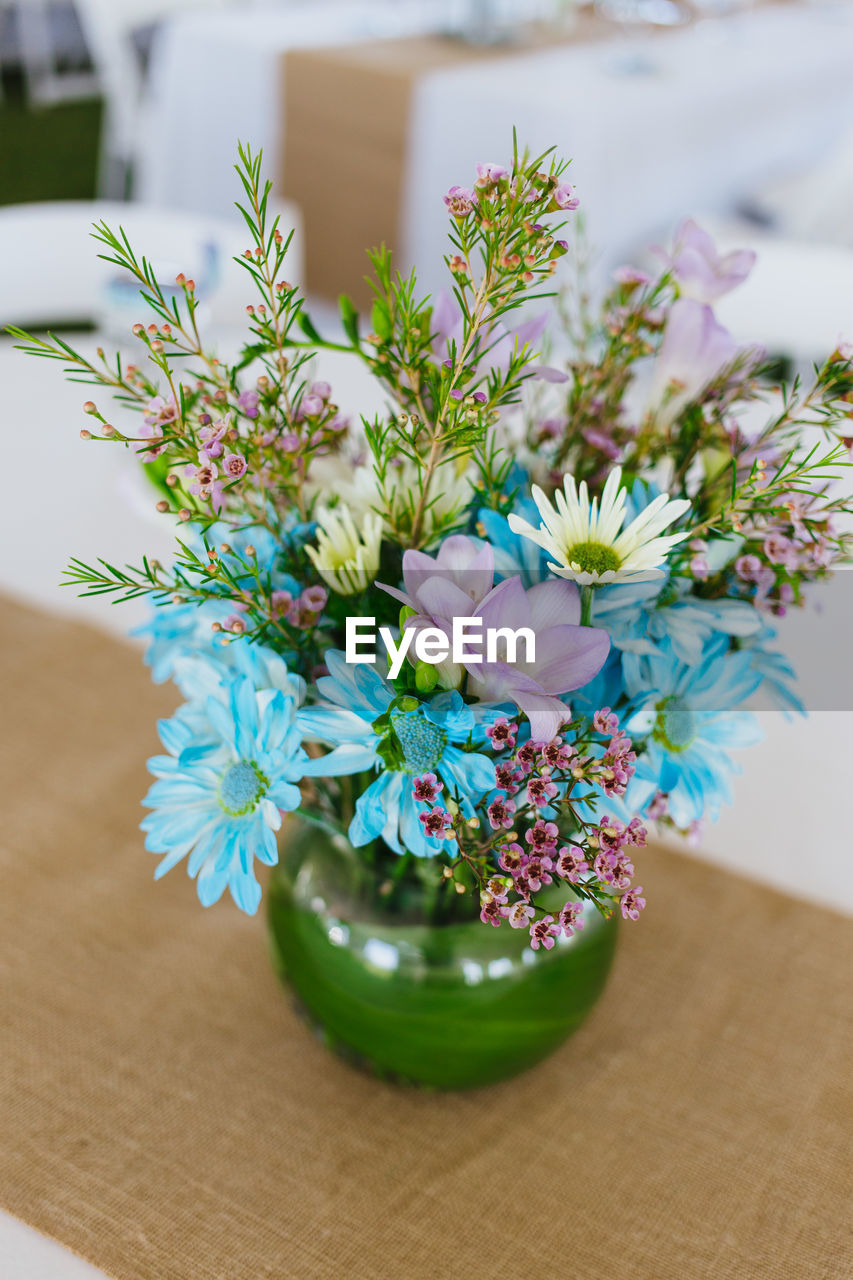 Close-up of flowers on table