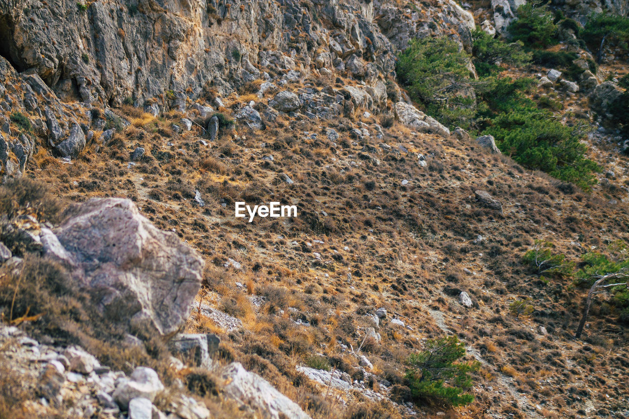 HIGH ANGLE VIEW OF ROCK FORMATION