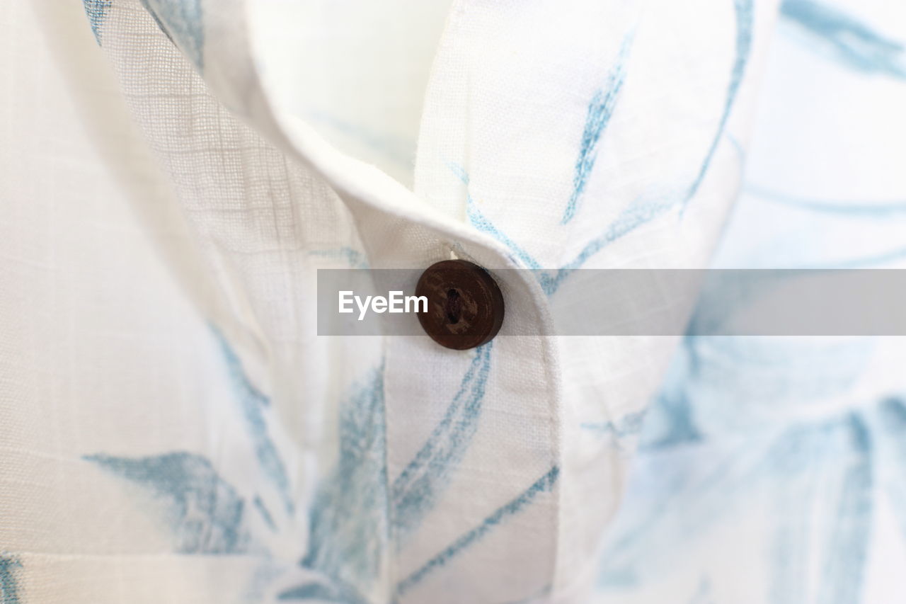 Full frame handmade button down shirt.close up.