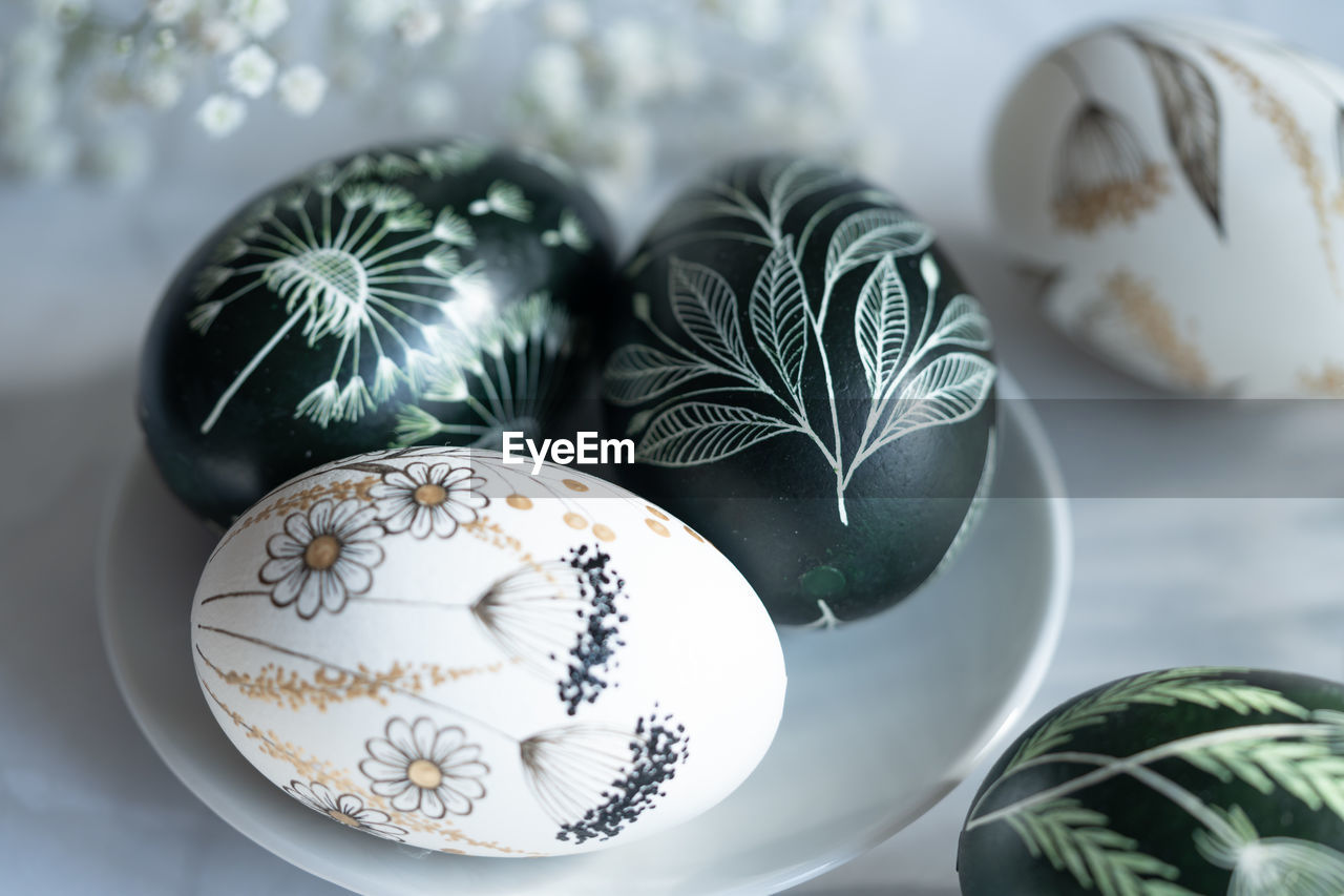 high angle view of christmas decorations on table