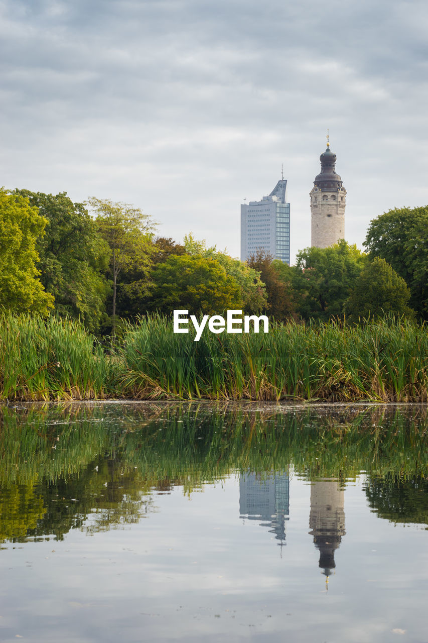 REFLECTION OF BUILDING IN LAKE