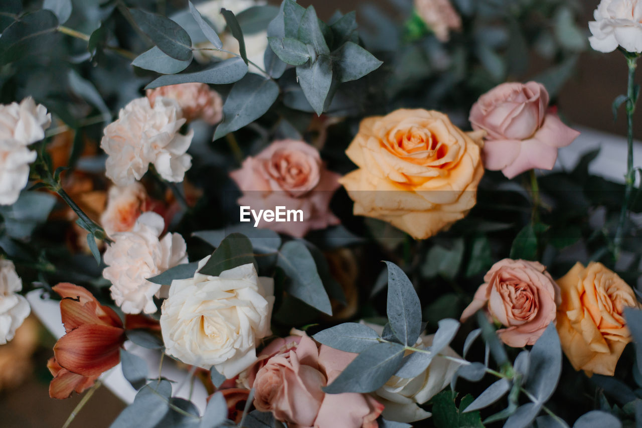 High angle view of rose bouquet