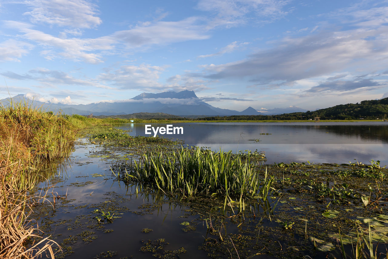 Scenic view of lake against sky