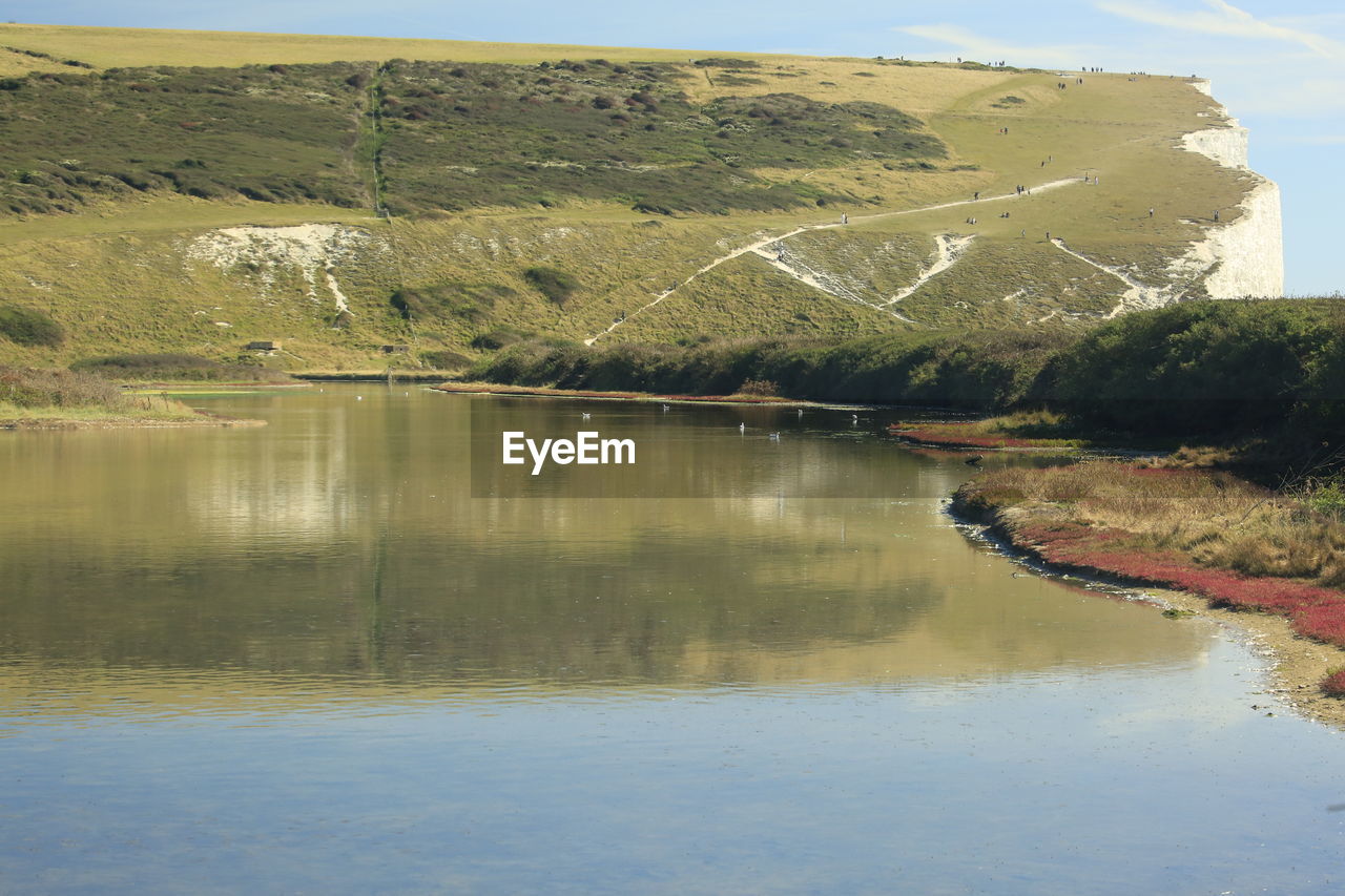 Scenic view of lake by mountain