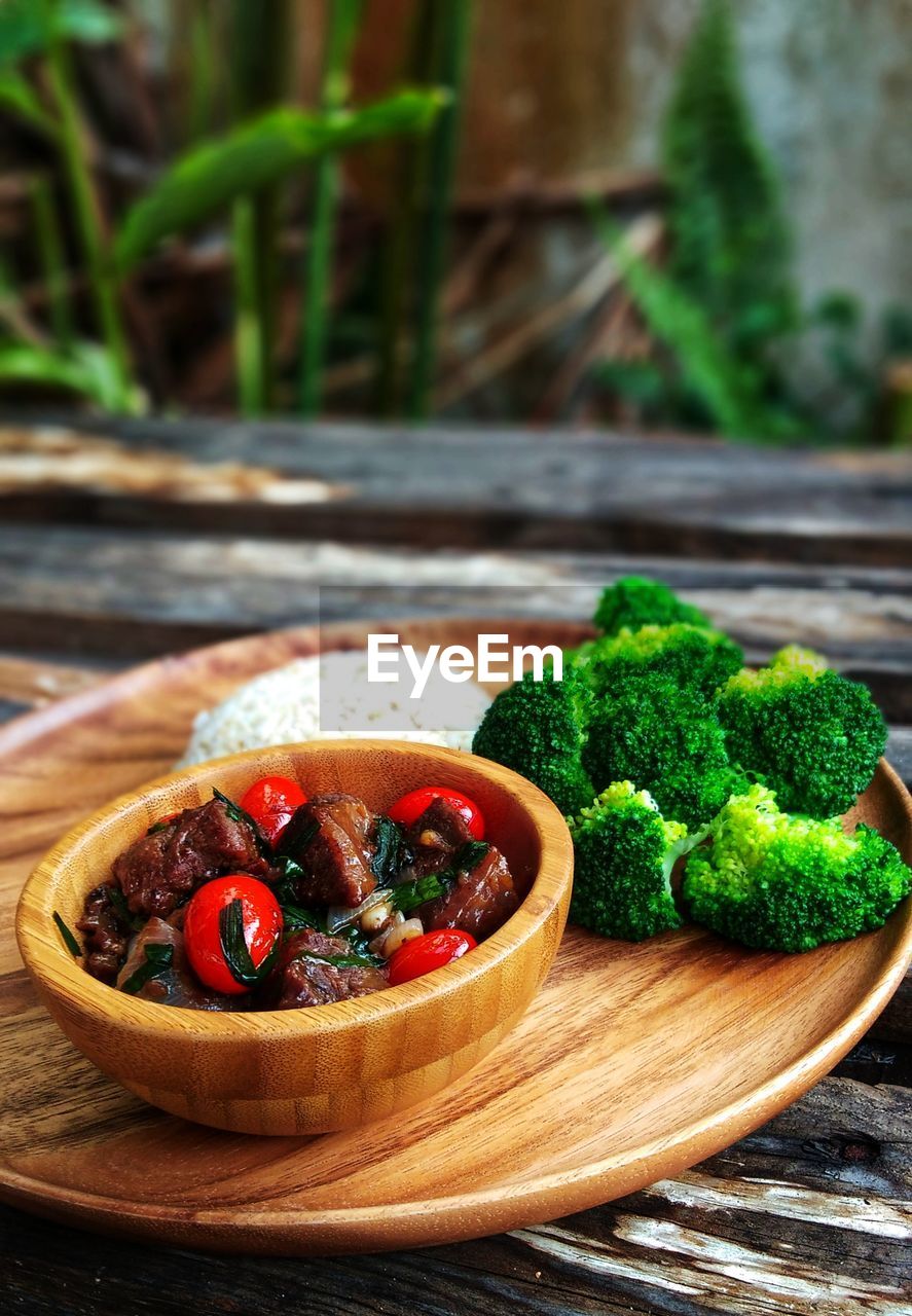 Close-up of food in plate on table