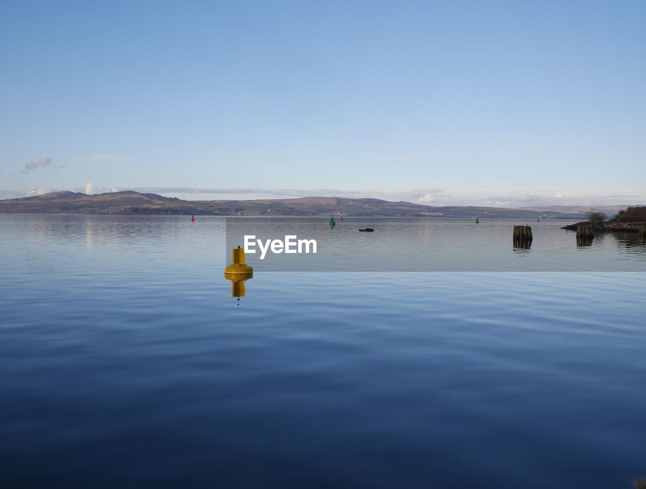 SCENIC VIEW OF BLUE LAKE AGAINST CLEAR SKY