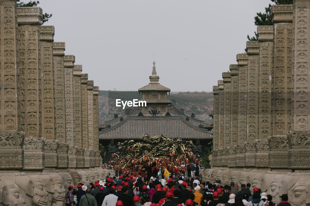 People at historic temple