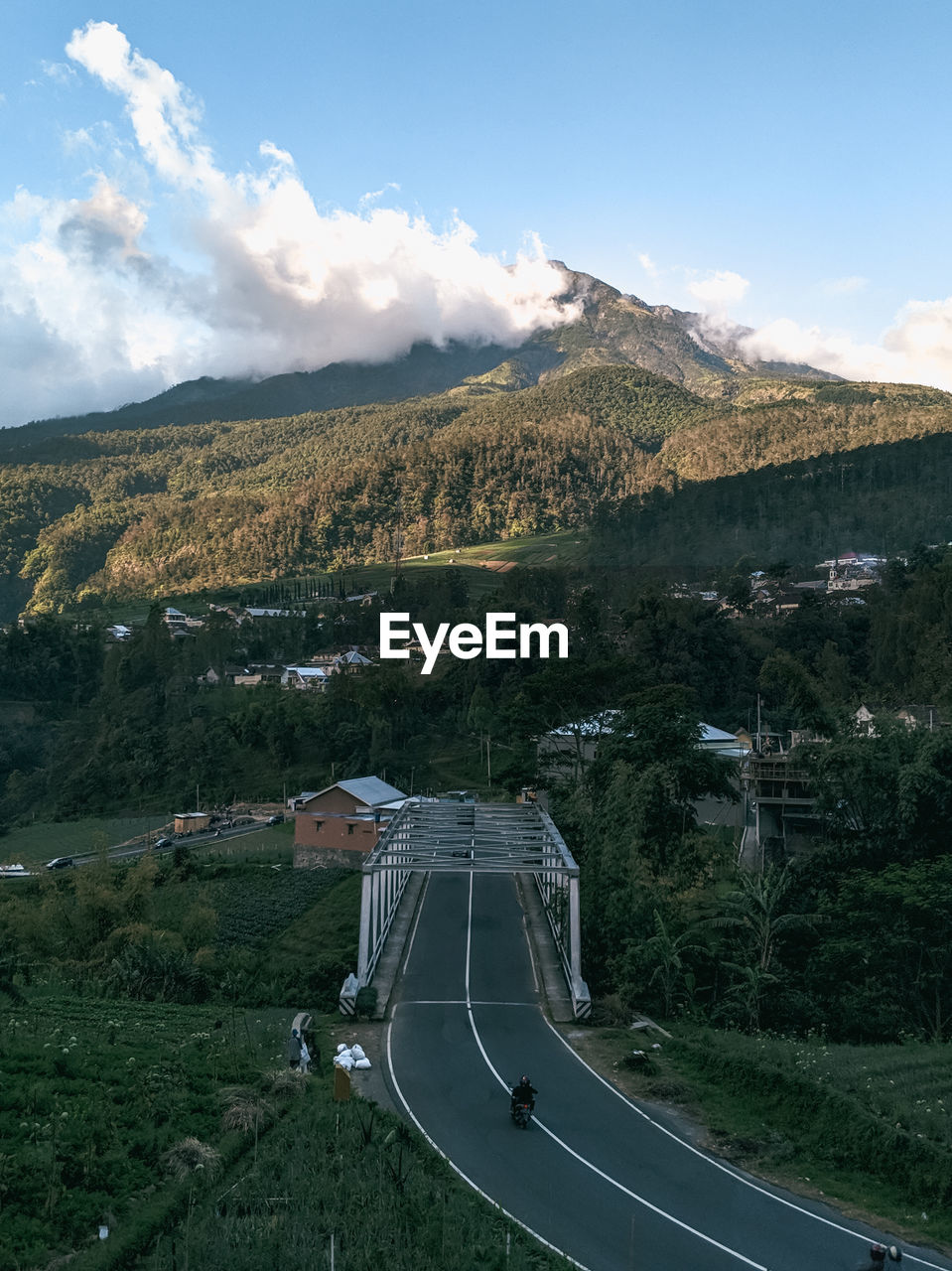 High angle view of road against sky