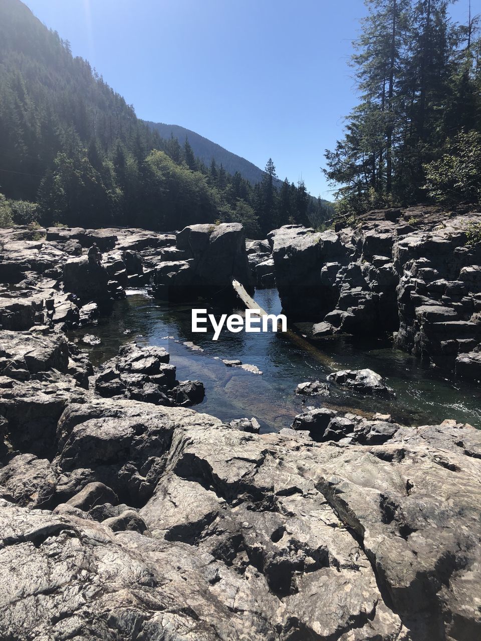 SCENIC VIEW OF ROCKS IN RIVER AGAINST SKY