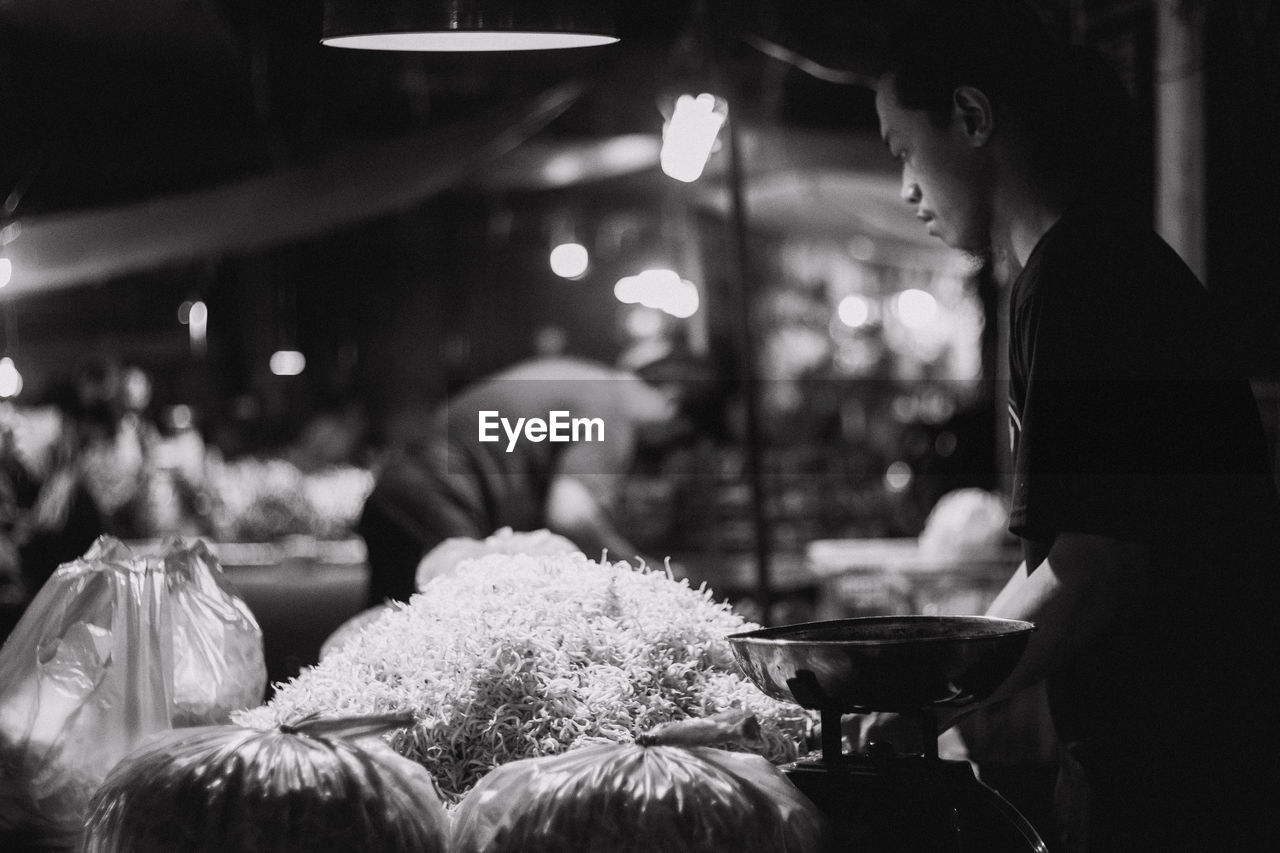 Activities at the traditional market at night