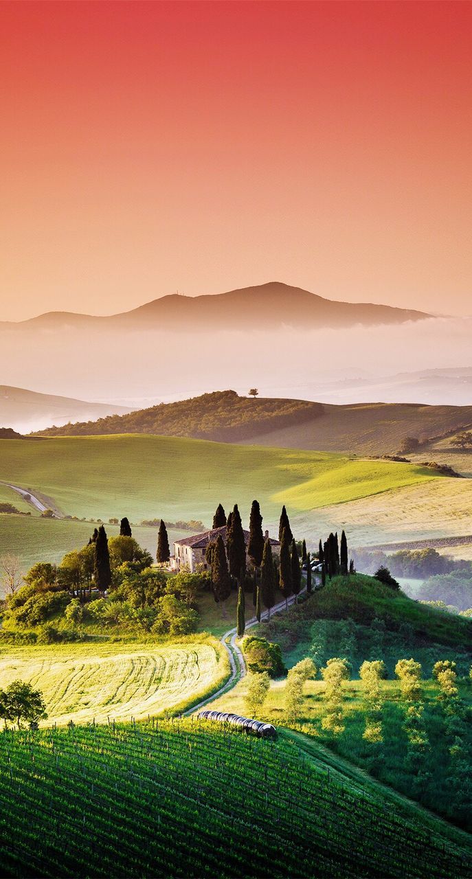 Countryside landscape against clear sky