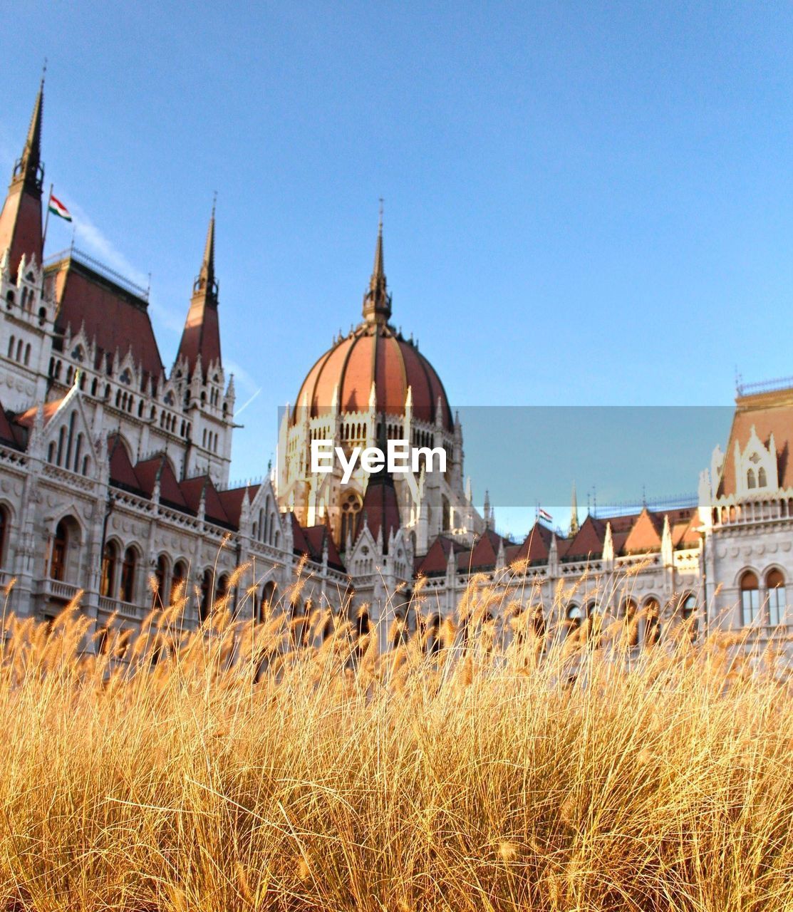 Low angle view of hungarian parliament building