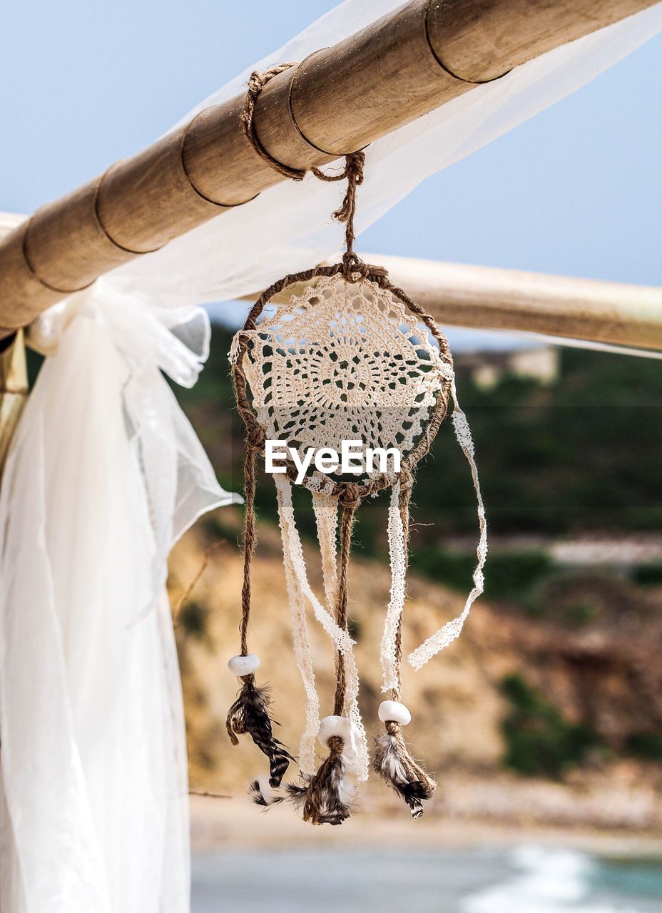 Close-up of decoration hanging outdoors