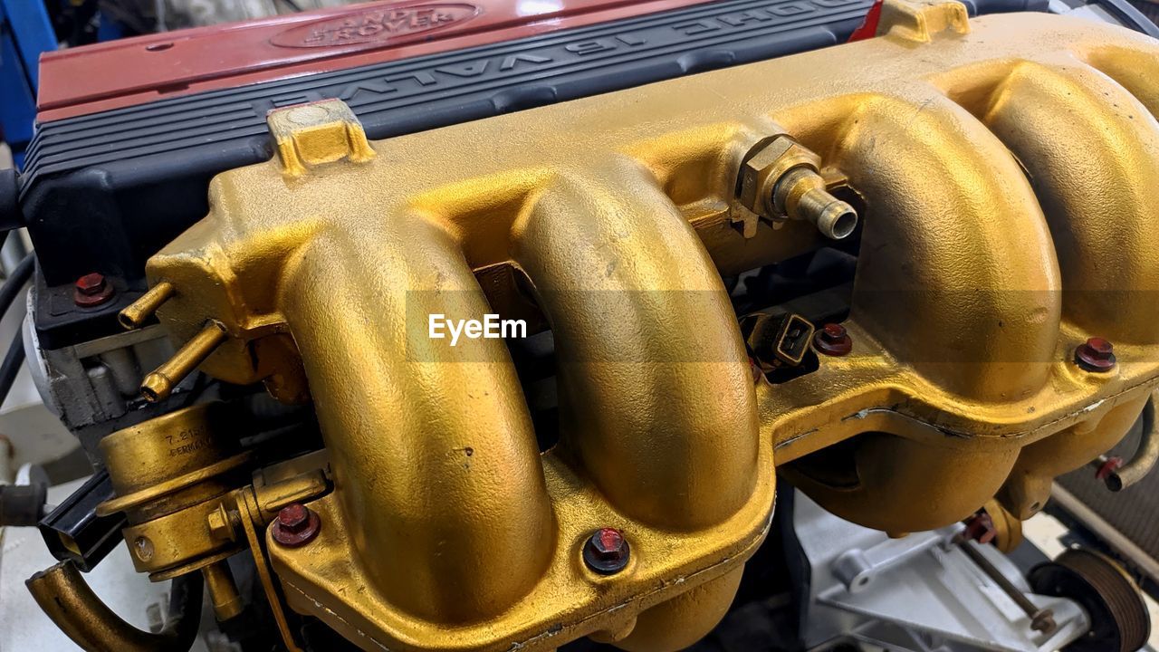 High angle view of car engine