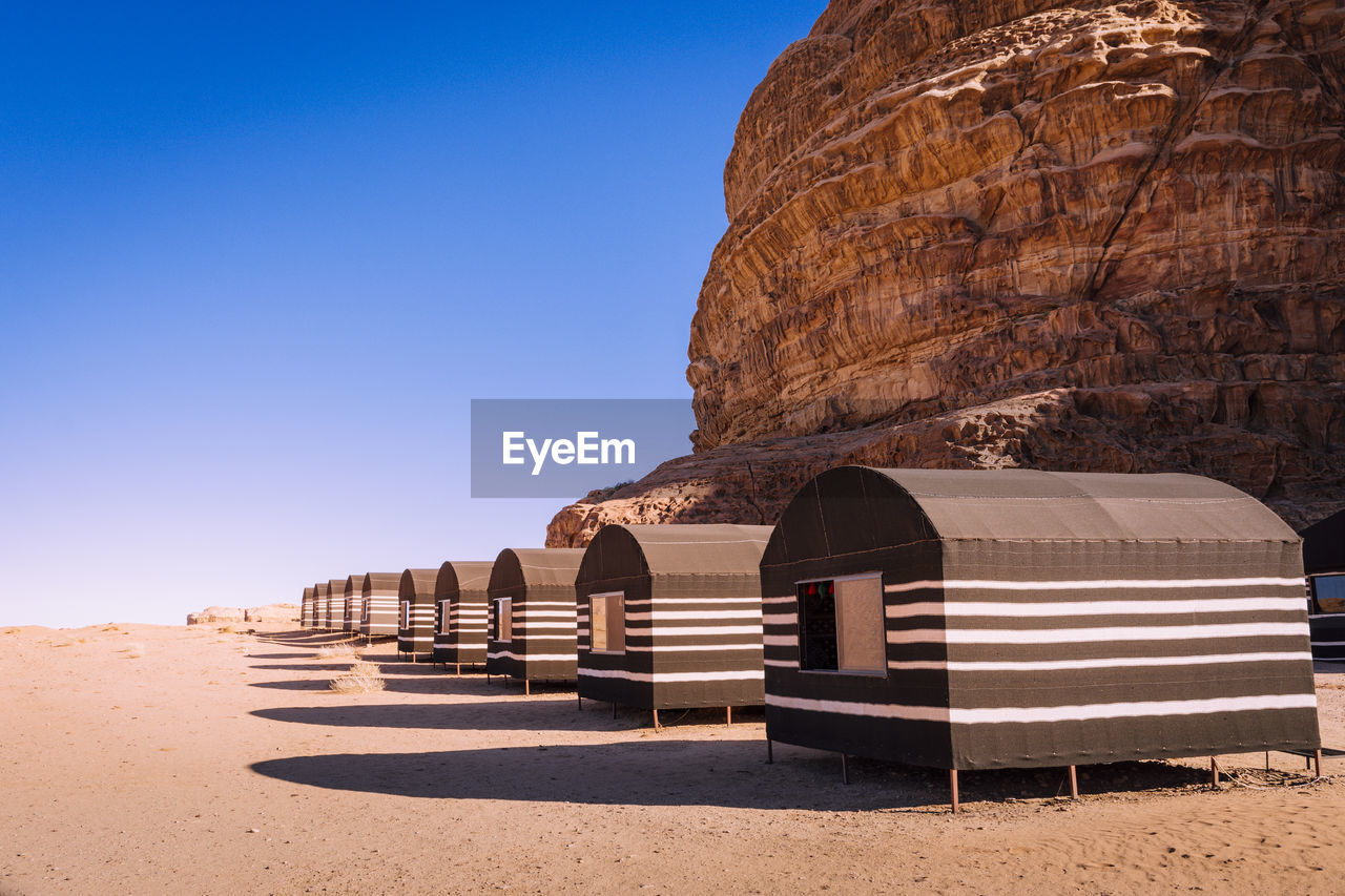 Bedouin tent camp in the desert of wadi rum, jordan