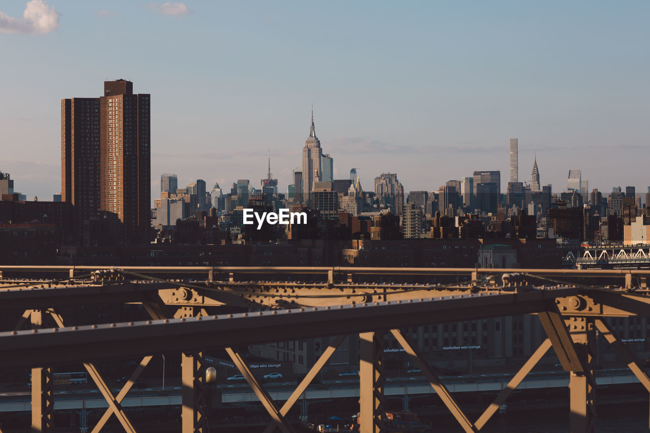 View of cityscape against clear sky