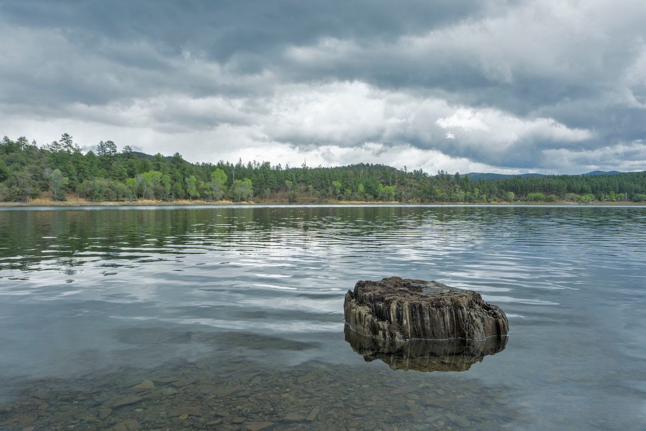 Scenic view of lake against sky