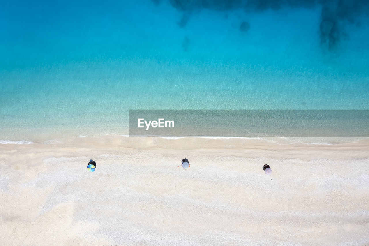 high angle view of people at beach