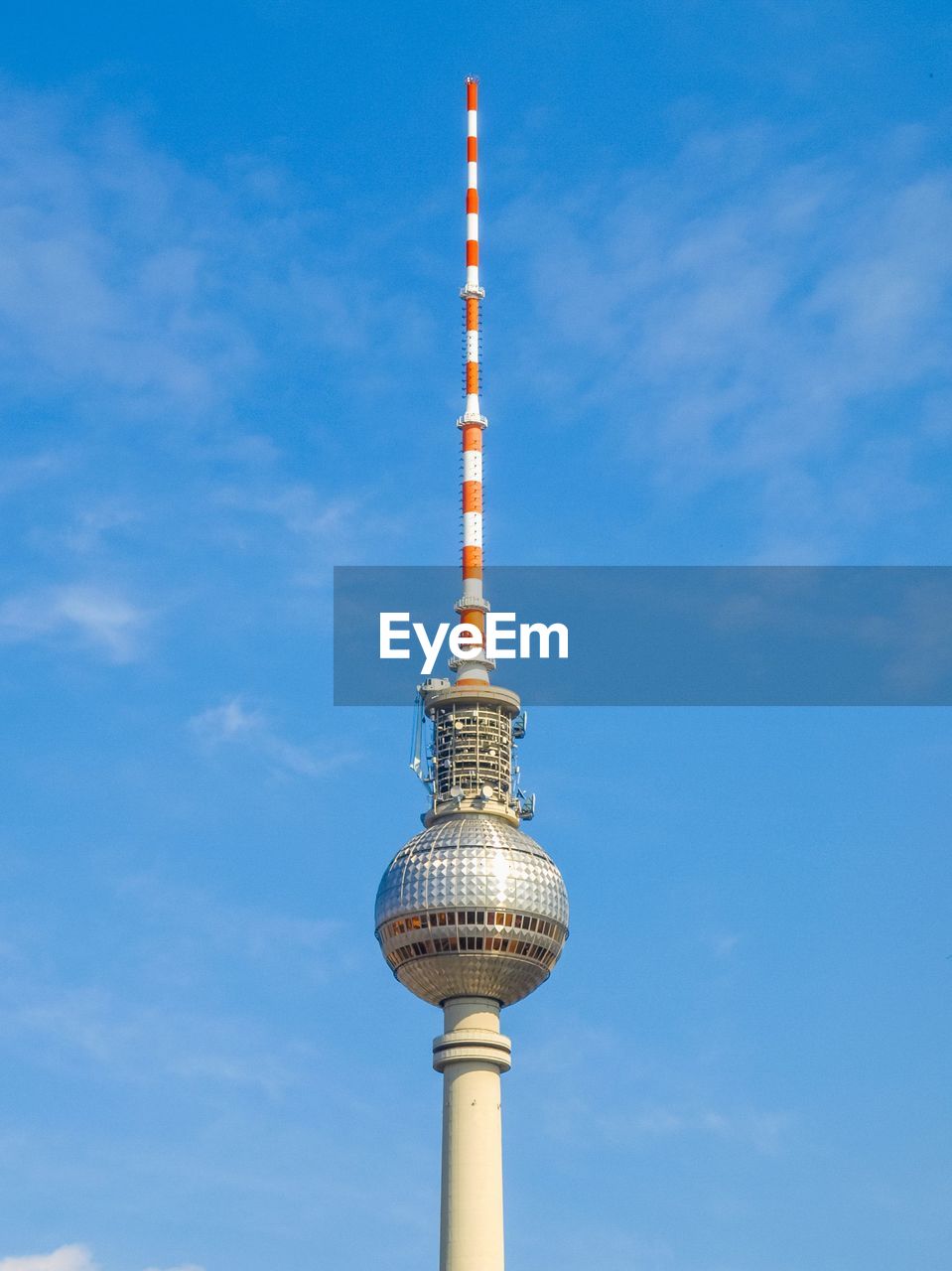 Low angle view of fernsehturm tower against sky