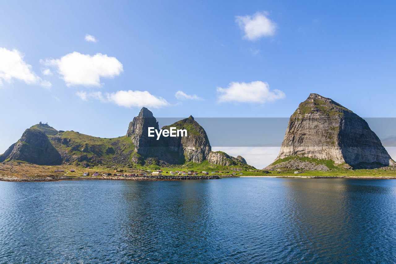 Norwegian coast with mountains peaks