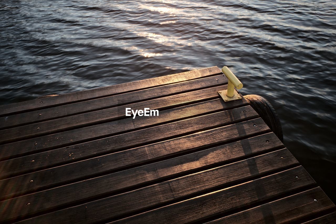 High angle view of pier over lake