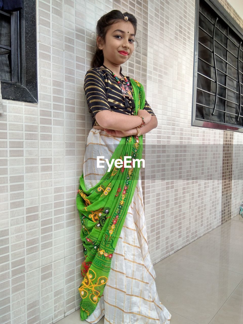 Little cute indian girl in traditional look