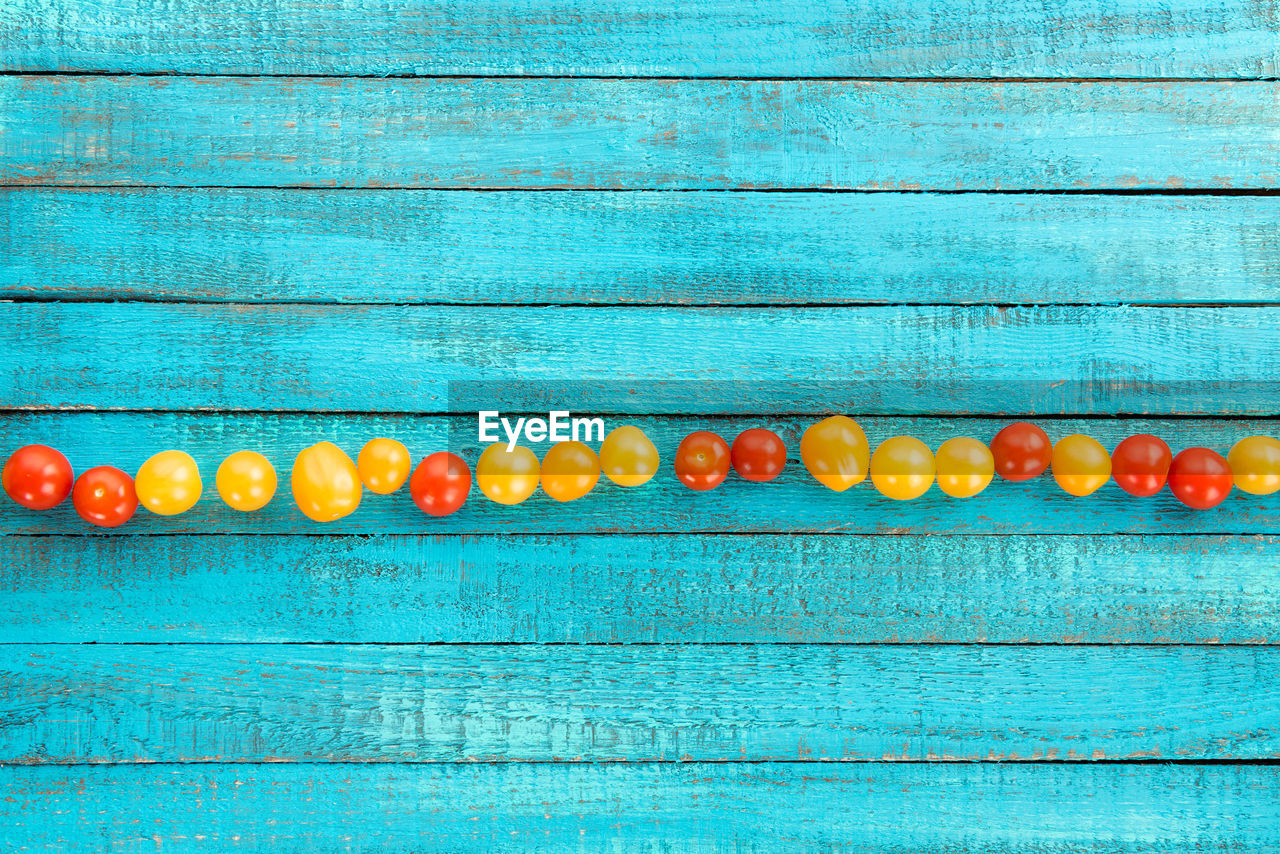 directly above shot of medicines on wooden table