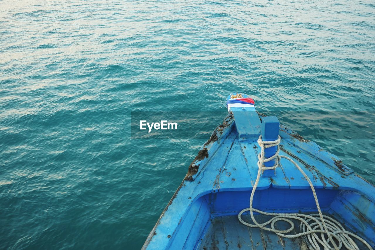 High angle view of nautical vessel on sea