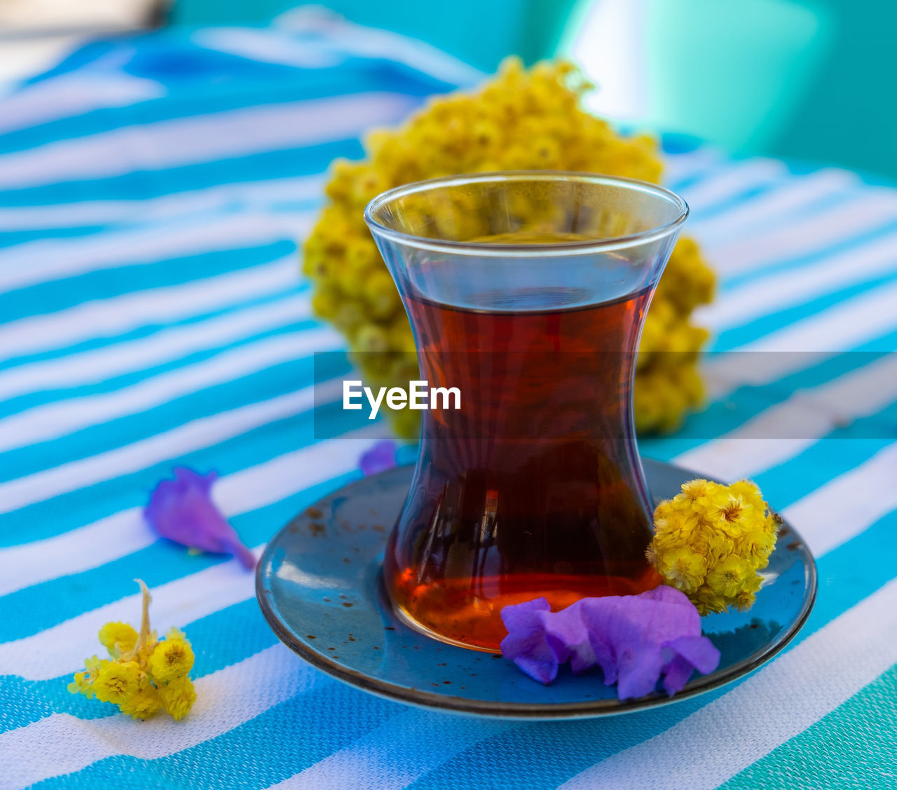 Close-up of tea served on table