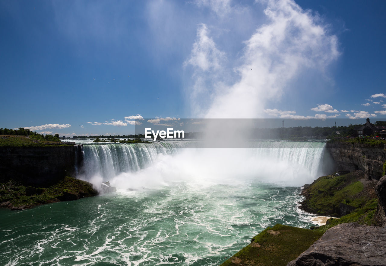VIEW OF WATERFALL AGAINST SKY