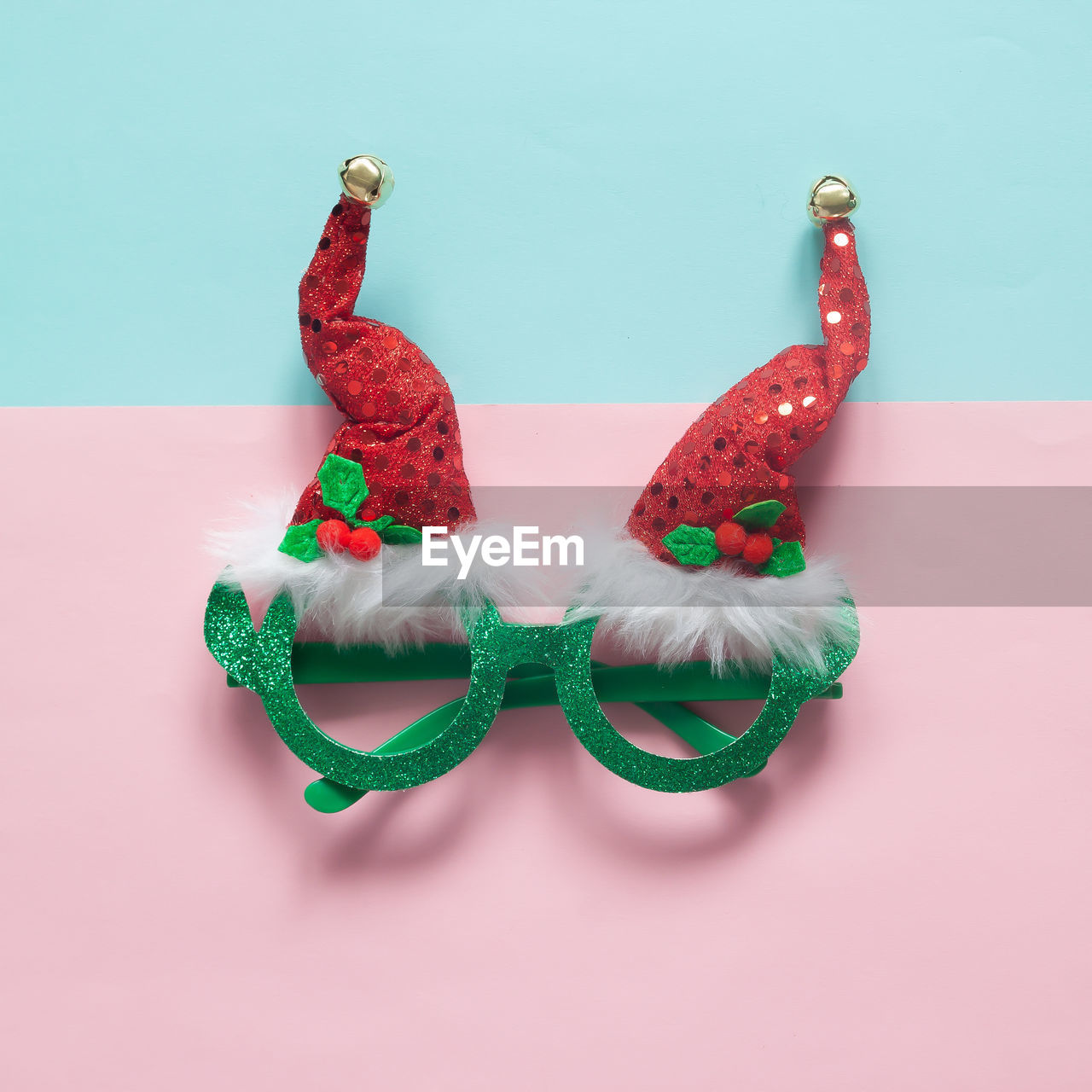 Close-up of eyeglasses on table during christmas