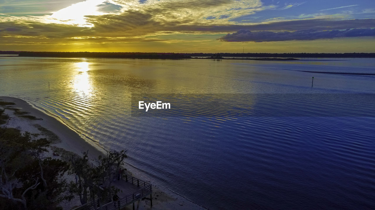 SCENIC VIEW OF SEA AT SUNSET