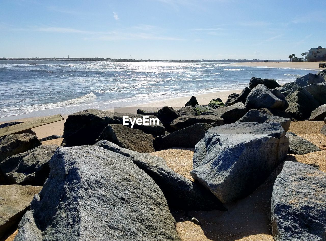 PANORAMIC VIEW OF BEACH AGAINST SKY