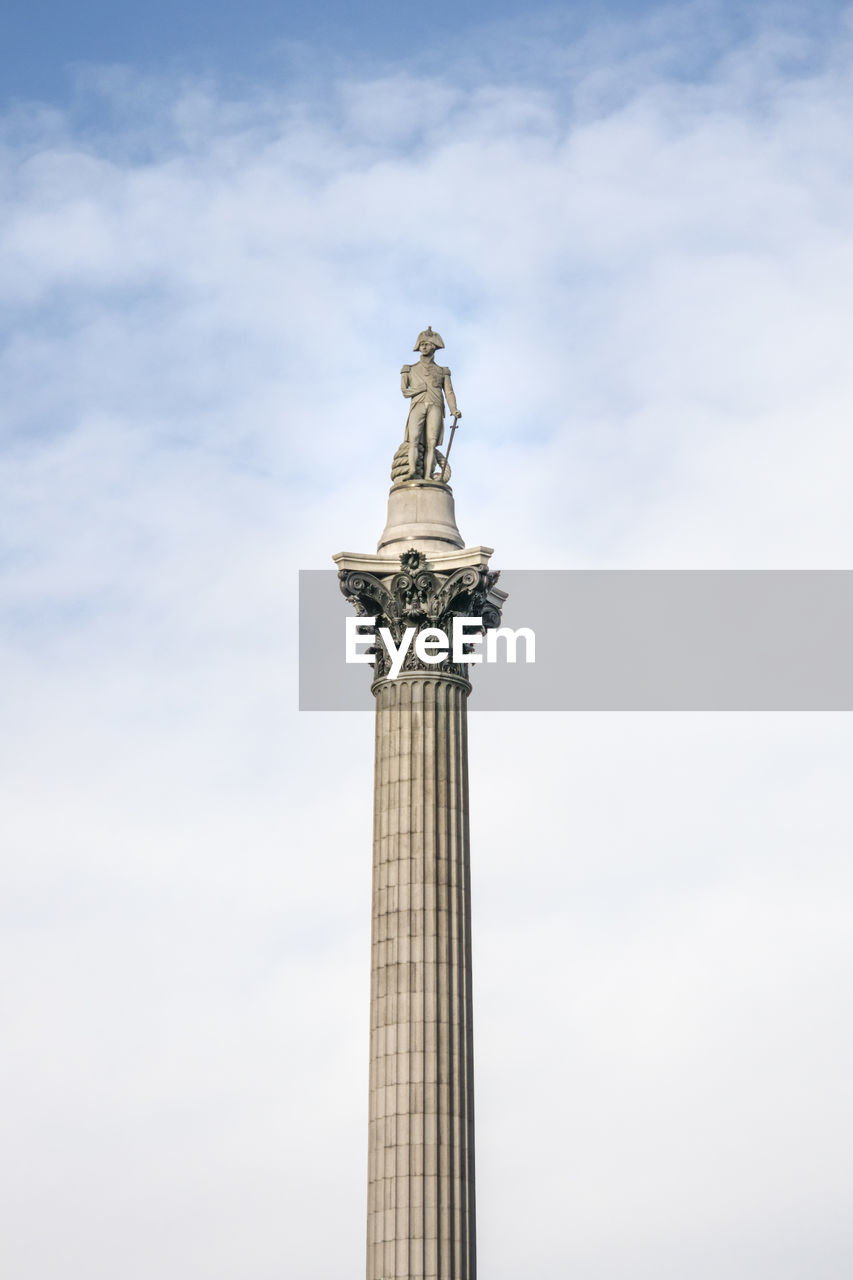 Nelsons column, located in trafalgar square, london, uk