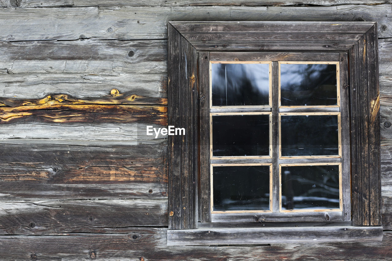 low angle view of abandoned window