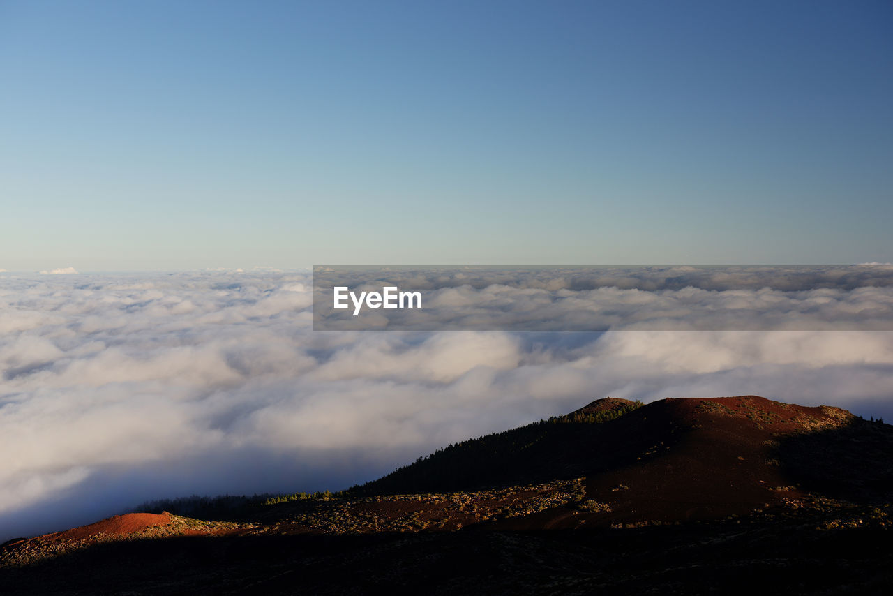 Majestic view of cloudscape covering el teide national park