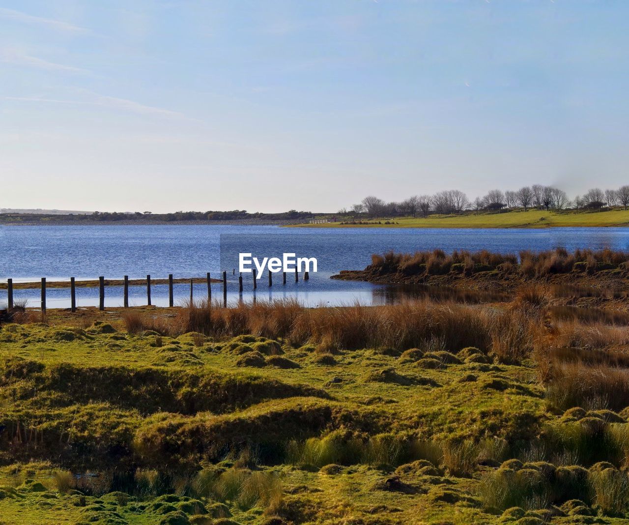 Scenic view of lake against sky