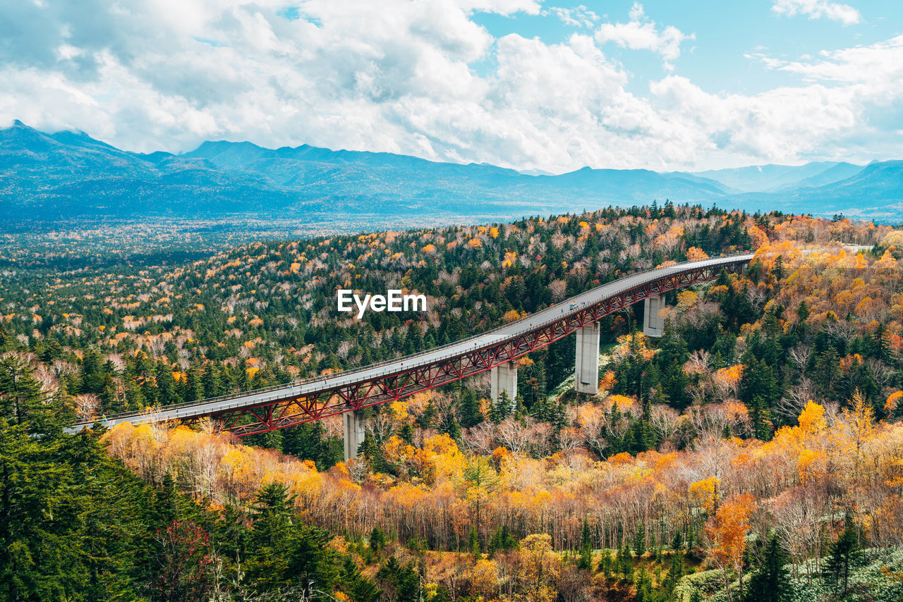 Scenic view of mountains against sky during autumn