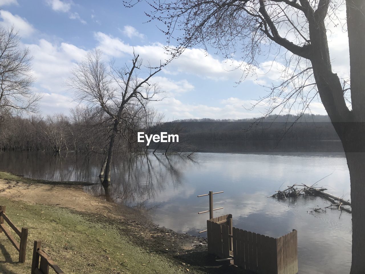 Scenic view of lake against sky
