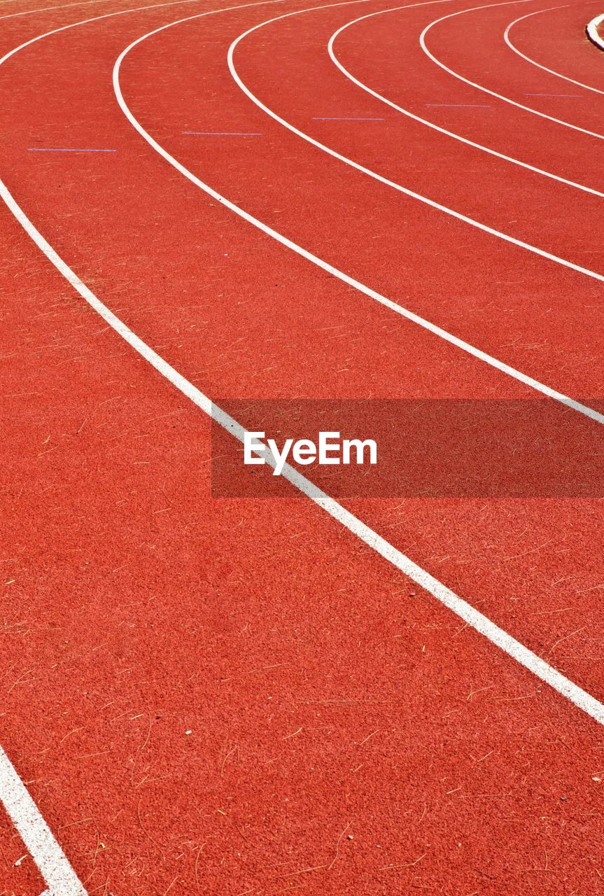 Full frame shot of red running track