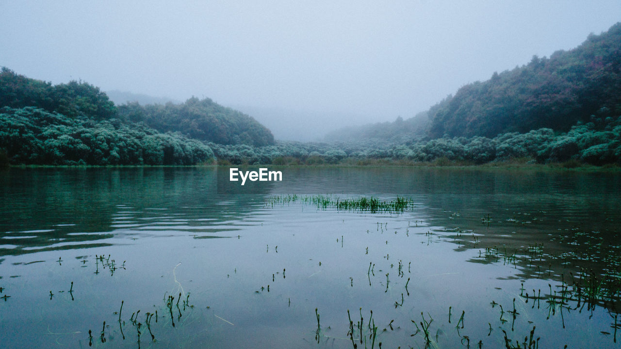 Scenic view of lake against sky