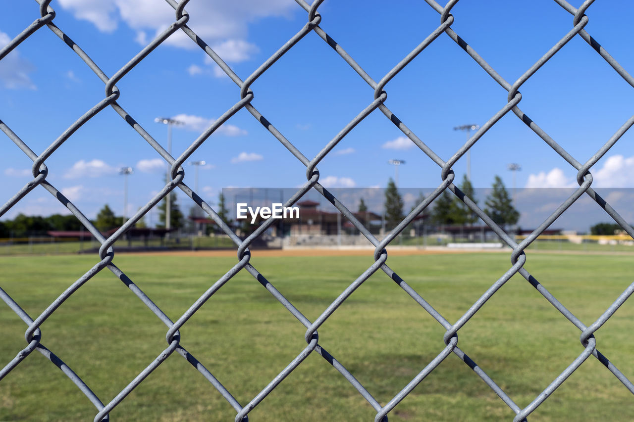 Chainlink fence against field