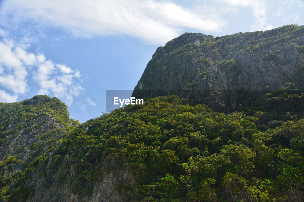 Scenic view of mountains against cloudy sky