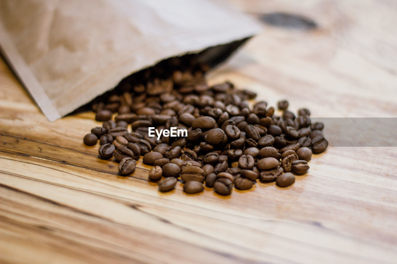 HIGH ANGLE VIEW OF COFFEE BEANS